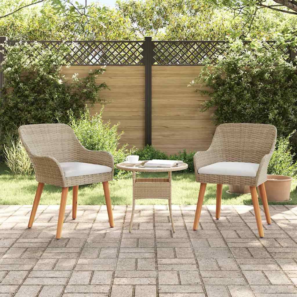 Lot de 2 Fauteuils en Polyrotin Confortables pour Salon de Jardin et Terrasse Beige – ComfortXL Outdoor Living - Image 1