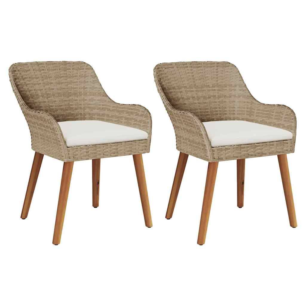 Lot de 2 Fauteuils en Polyrotin Confortables pour Salon de Jardin et Terrasse Beige – ComfortXL Outdoor Living - Image 2