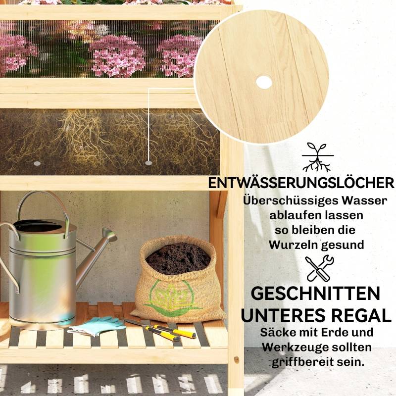 ComfortXL - Carré potager sur pied avec serre bois pour balcon culture ergonomique 104x50x120cm naturel - ComfortXL Outdoor Living - Image 8