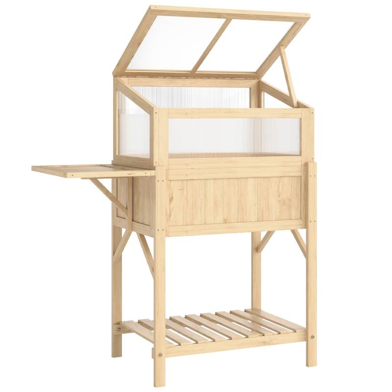 ComfortXL - Carré potager sur pied avec serre bois pour balcon culture ergonomique 104x50x120cm naturel - ComfortXL Outdoor Living - Image 2