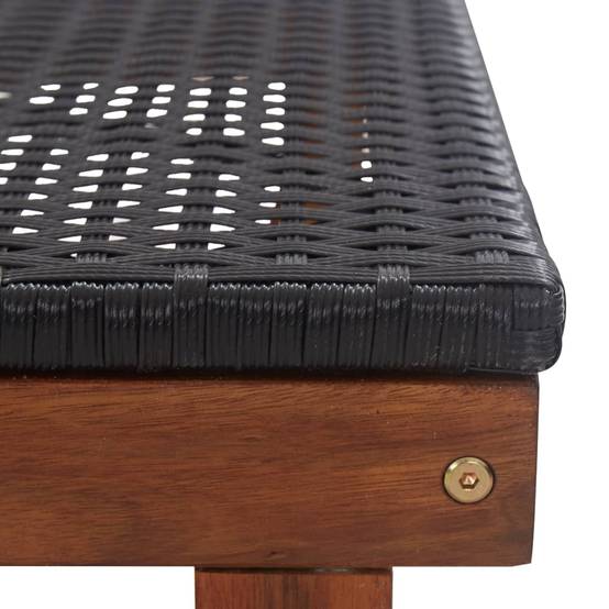 Chaise longue | Transat | Bain de soleil Résine tressée et bois d'acacia massif Noir - Image 8