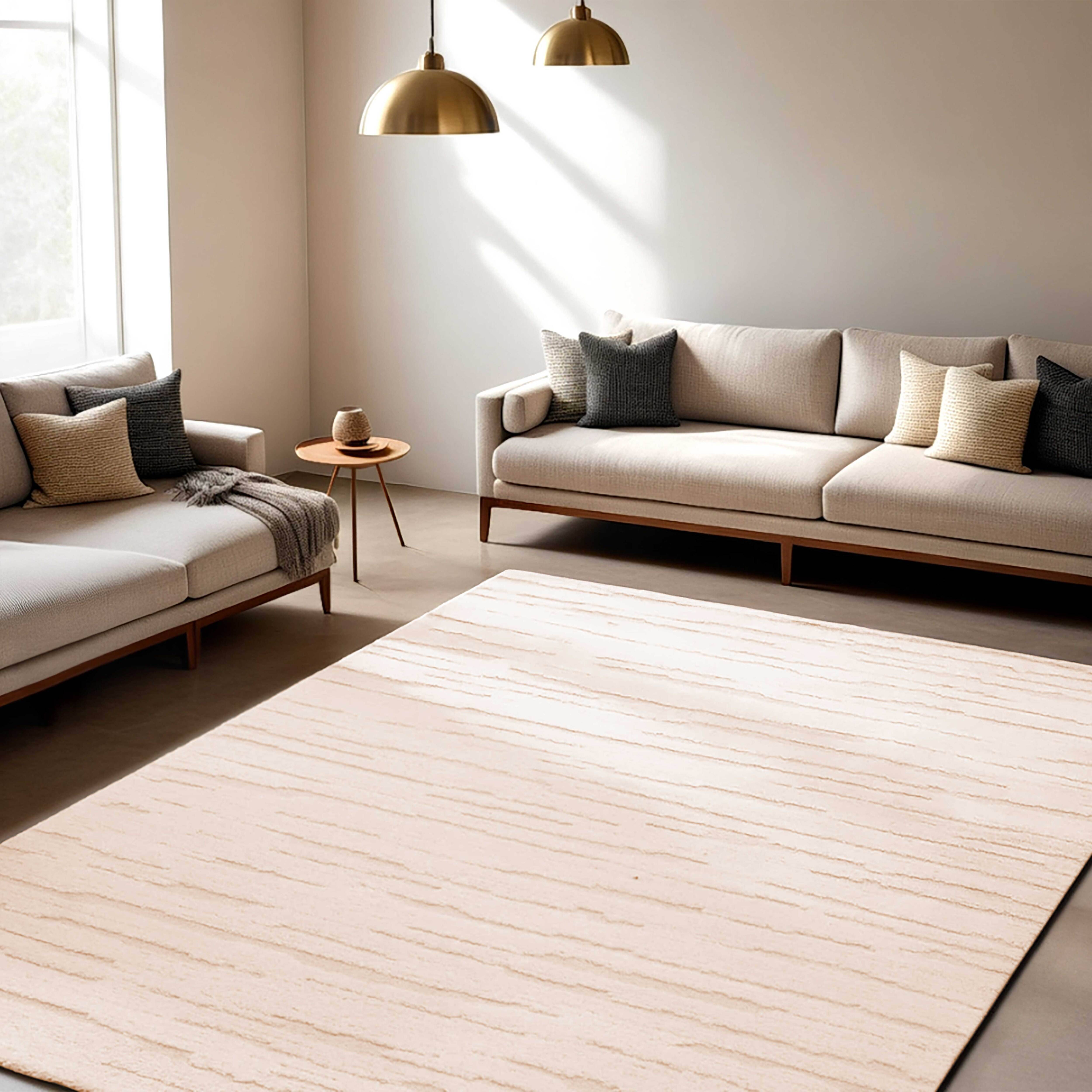 Oviala - Tapis rectangulaire à poils ras motif uni écru 120 x 170 cm Fauve - Oviala - Imagen 2