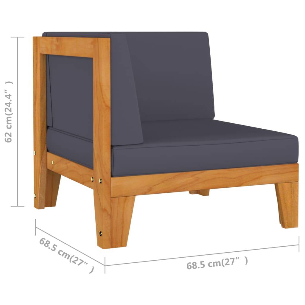 Helloshop26 - Salon de jardin meuble d'extérieur ensemble de mobilier 11 pièces avec coussins bois d'acacia solide - Imagen 7