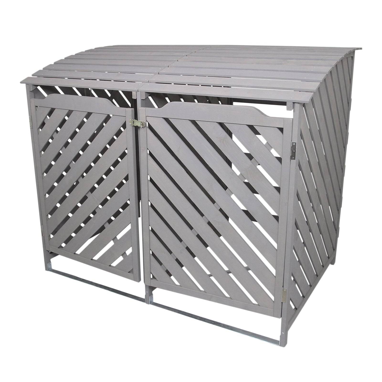 Monstershop - Cache Poubelle Double Gris Cérusé - 122cm x 149cm x 92cm - Imagen 1