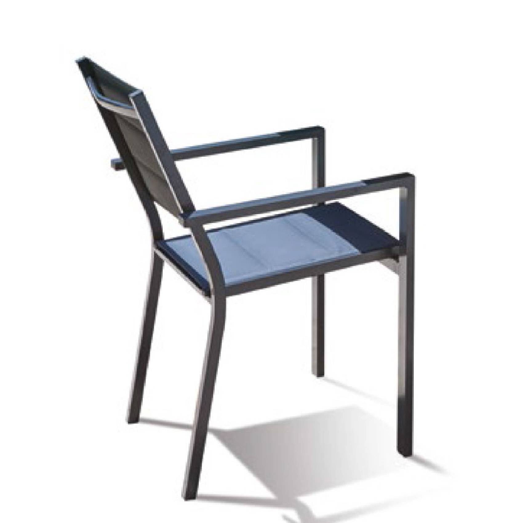 Fauteuil empilable en textilène - JARDILINE - Aluminium - Gris clair - Imagen 1