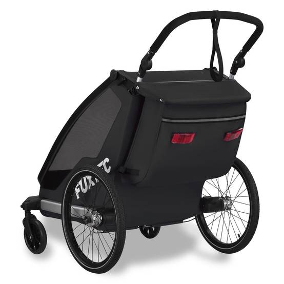 FUXTEC - Remorque vélo noire - FUXTEC Sport Cruiser - charge max. 45kg, 2 ceintures 5 points, Enfants Poussette Pliable - Image 2