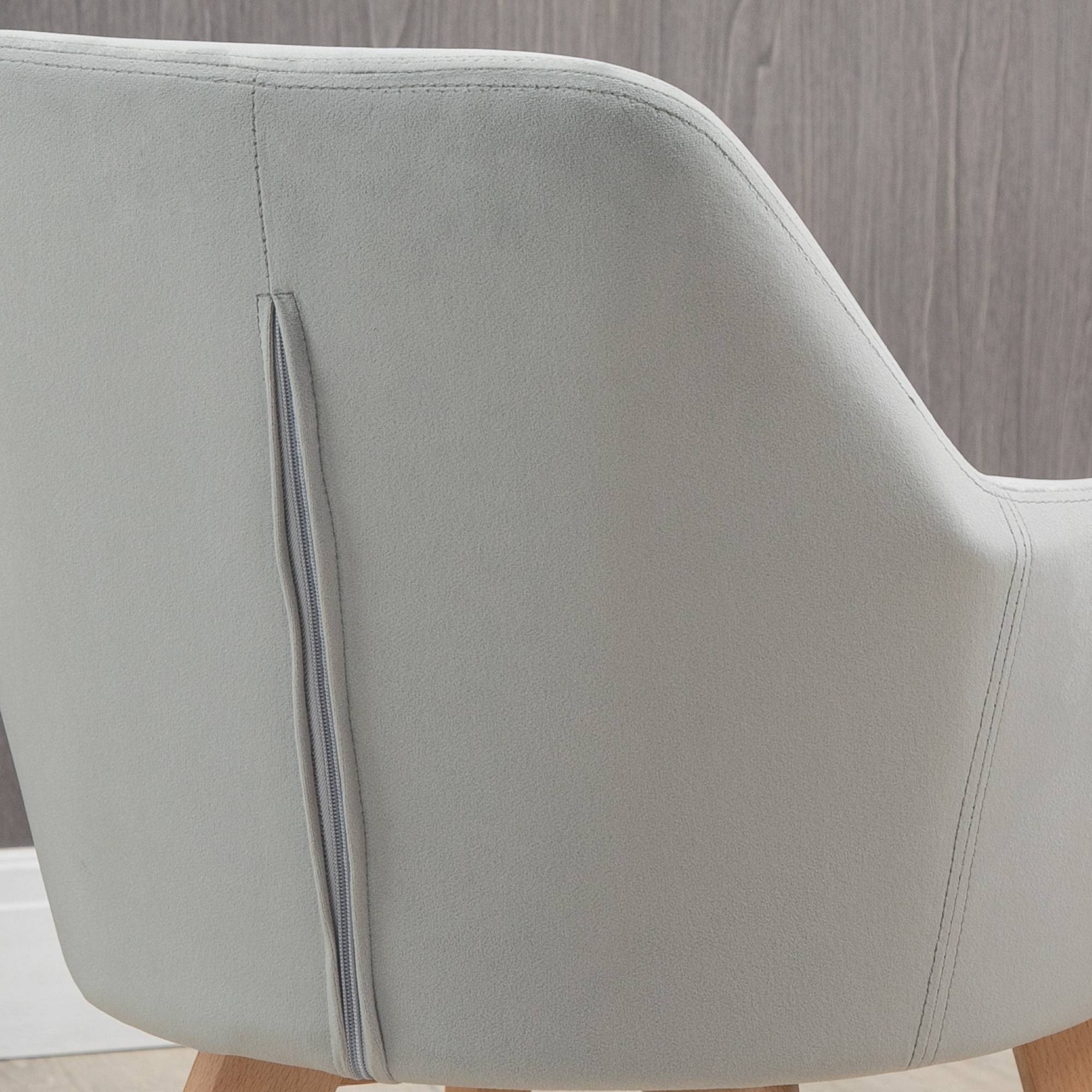 Lot de 2 chaises de salle à manger Fauteuil Assise rembourrée en tissu effet velours Pieds en bois, gris - Image 9