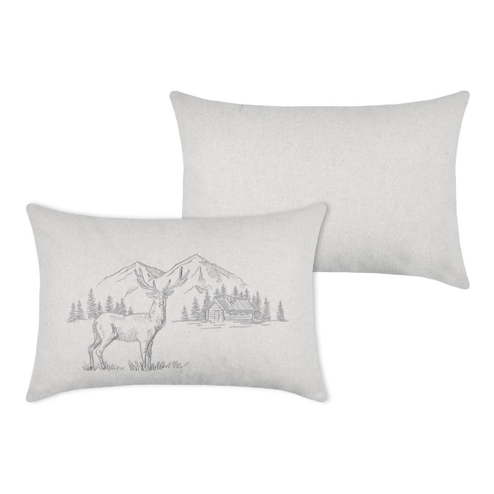 Lovely Casa - Coussin rectangulaire cerf esprit chalet brodé - LOVELY CASA - Imagen 2
