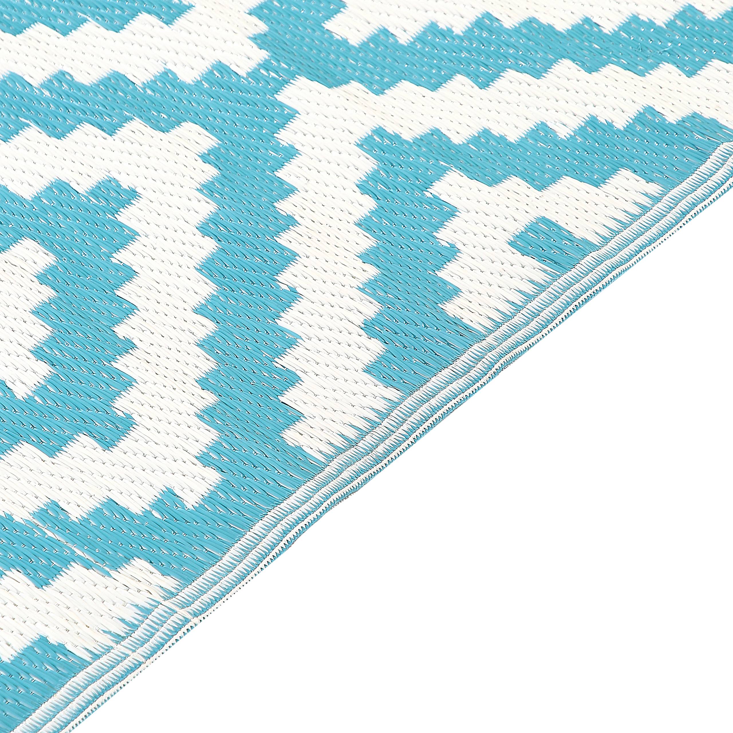 Beliani - Tapis Extérieur et Intérieur Bleu Clair et Blanc en Polypropylène Motif Losanges pour Salon ou Balcon Scandinave et Boho 120 x 180 cm Beliani - Imagen 4