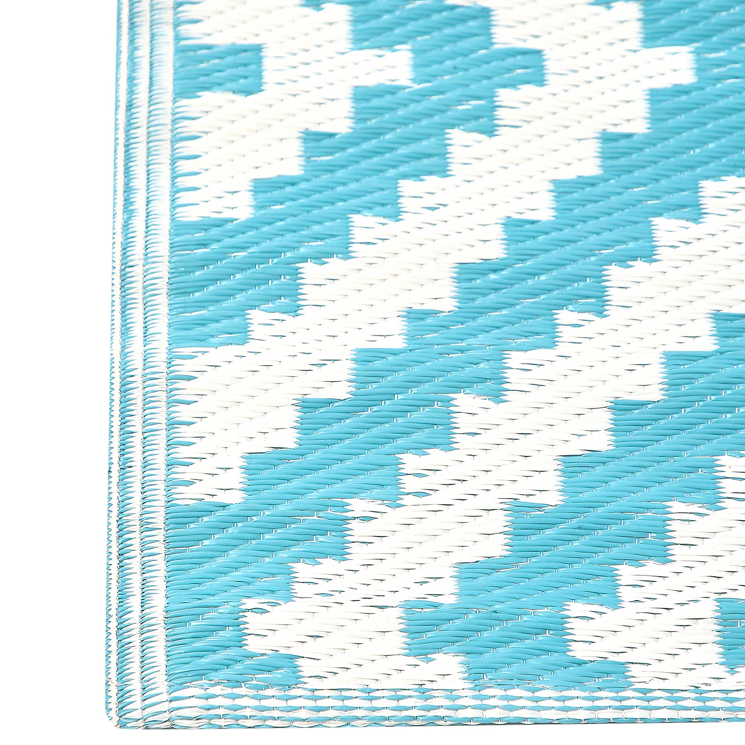 Beliani - Tapis Extérieur et Intérieur Bleu Clair et Blanc en Polypropylène Motif Losanges pour Salon ou Balcon Scandinave et Boho 120 x 180 cm Beliani - Imagen 5