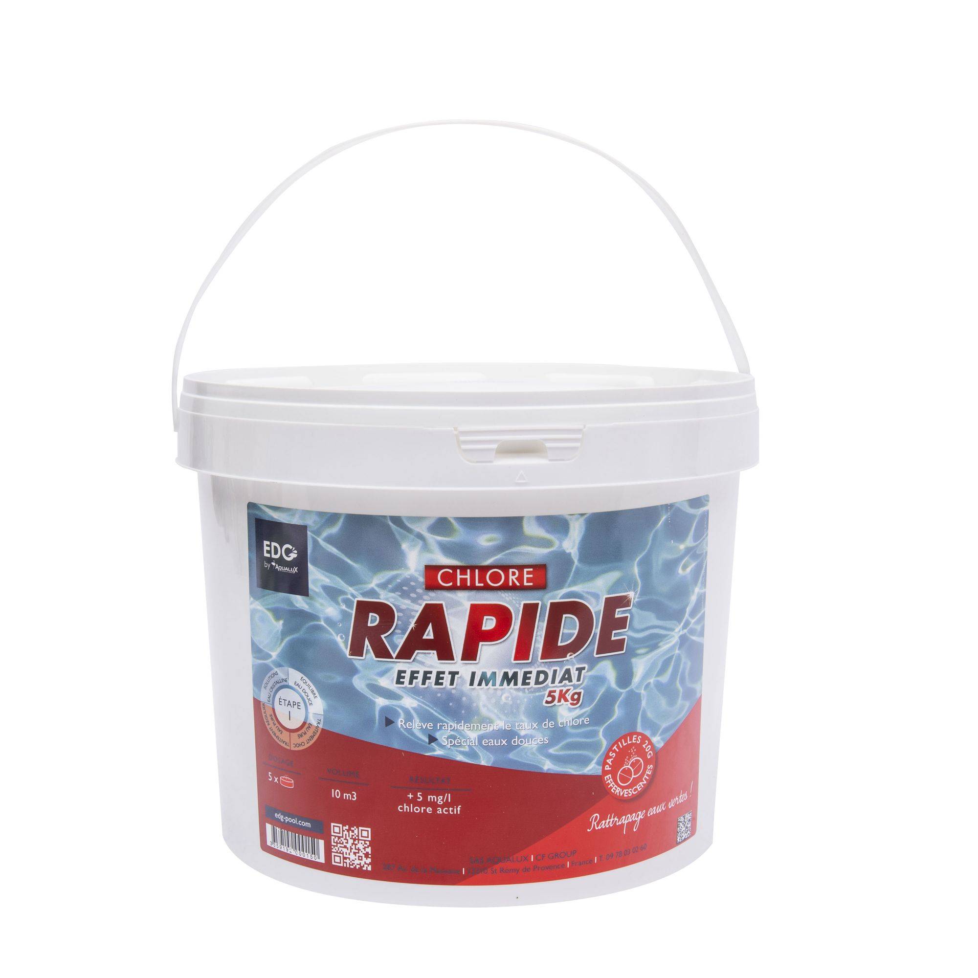 Aqualux - Chlore rapide, pastilles 20G, seau de 5KG, EDG, pour stabilisation du PH - AQUALUX - 200015 - Imagen 4