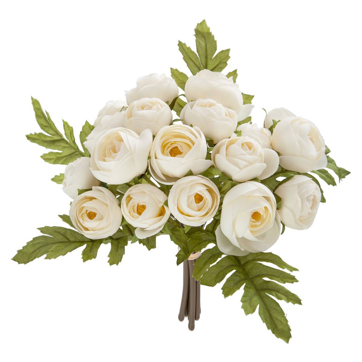 Atmosphera - Bouquet de 18 mini camélias artificiels blanc H30cm - Atmosphera Créateur d'intérieur - Image 1