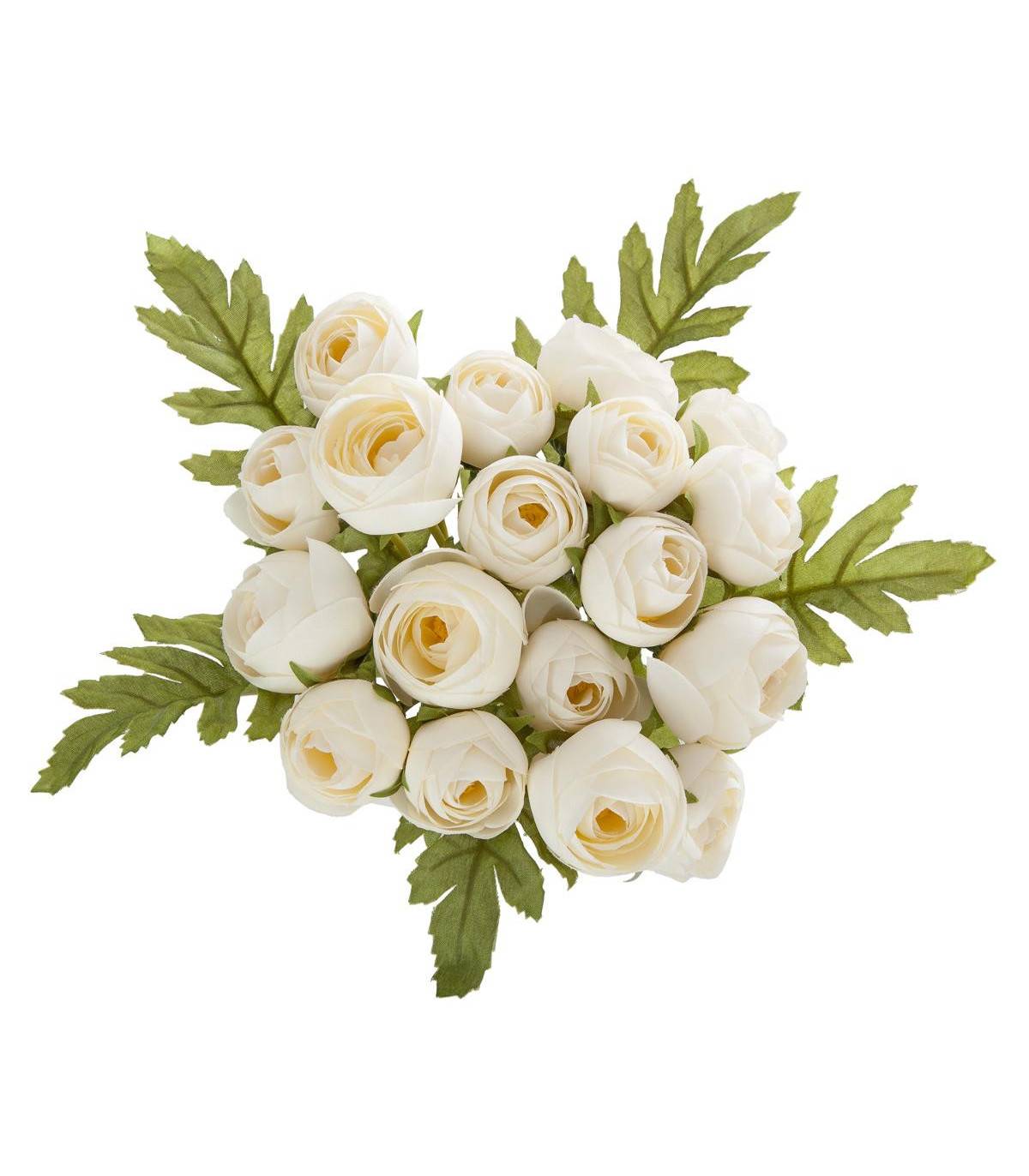 Bouquet de Fleurs artificielles 18 minis Camélias Blanc D. 19 x H. 28 cm - Imagen 2