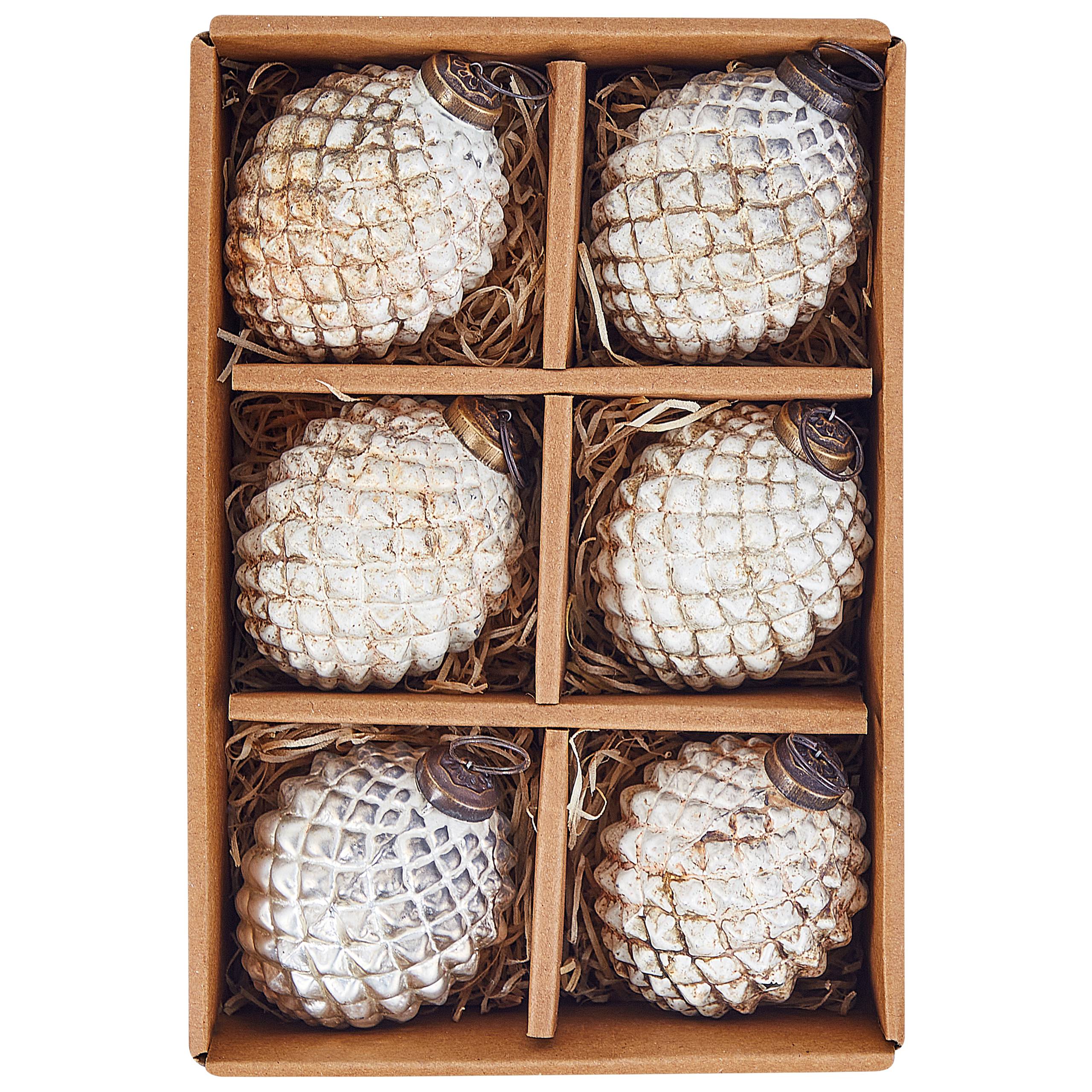 Beliani - Boules de Noël Verre Blanc cassé LAITON - Beliani - Imagen 4