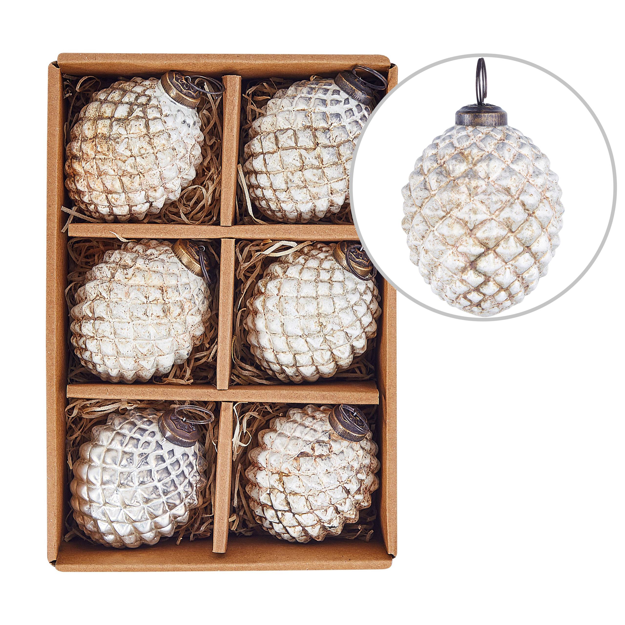 Beliani - Boules de Noël Verre Blanc cassé LAITON - Beliani - Imagen 2