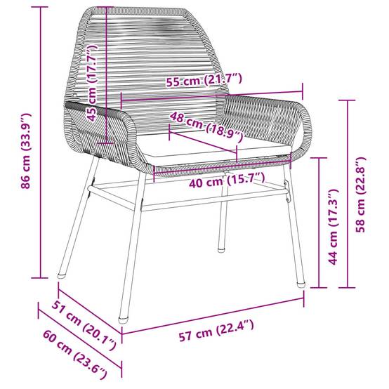 Chaise bois composite 2 places rotin gris 57 x 60 x 86 cm - Prolenta premium p381.1 - Image 9