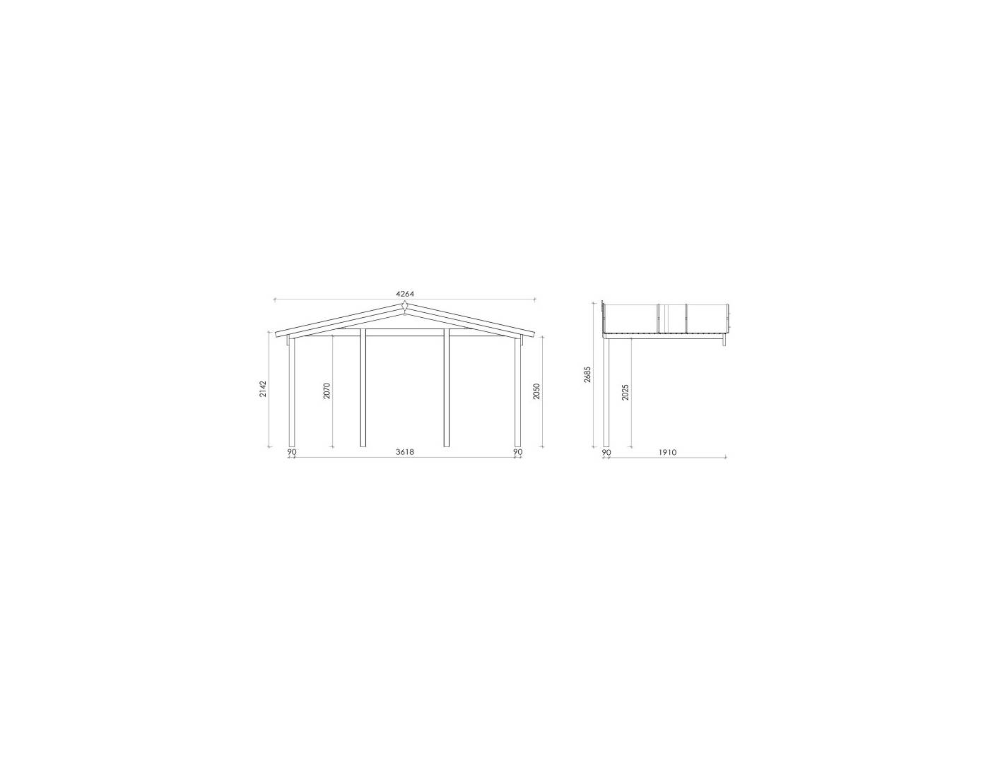 Altanka - Abri de jardin en bois - 4x4 m + terrasse avec balustrade et avant-toit en bois - 24 m2 - DOM611+DOM617+DOM545+POD04 - ALTANKA - Imagen 8