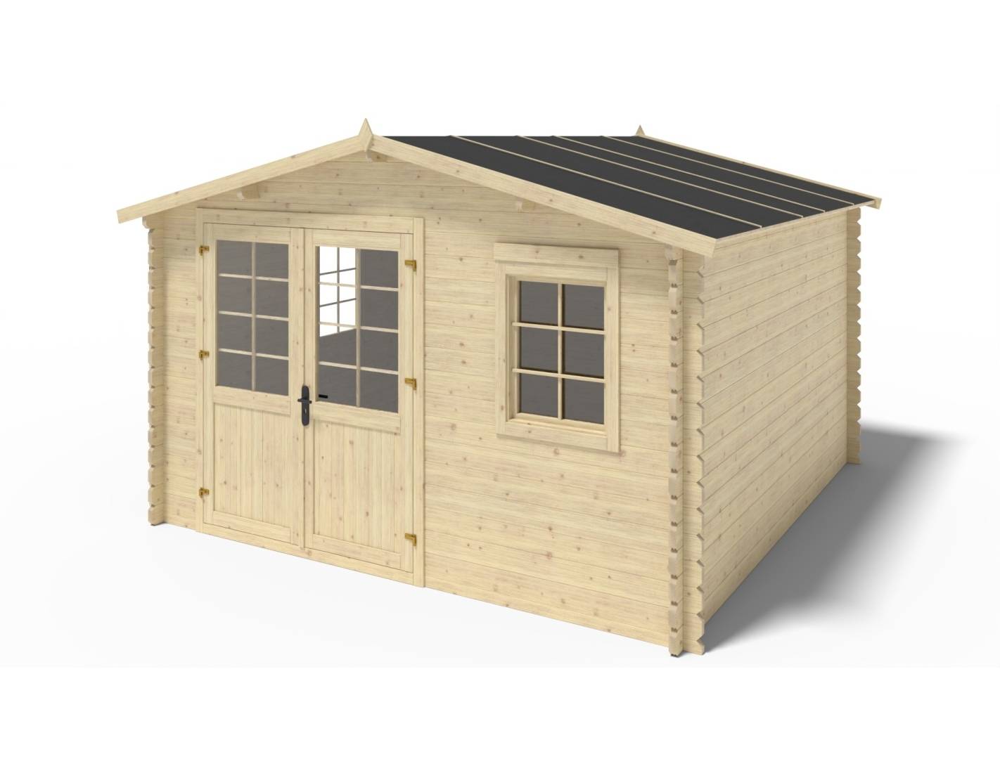 Altanka - Abri de jardin en bois - 4x4 m + terrasse avec balustrade et avant-toit en bois - 24 m2 - DOM611+DOM617+DOM545+POD04 - ALTANKA - Imagen 5