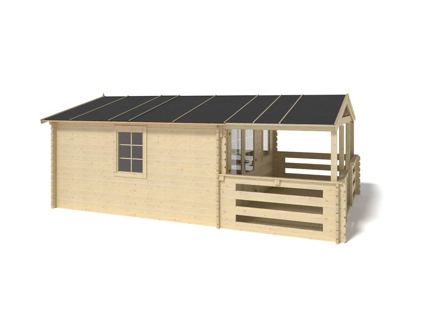 Altanka - Abri de jardin en bois - 4x4 m + terrasse avec balustrade et avant-toit en bois - 24 m2 - DOM611+DOM617+DOM545+POD04 - ALTANKA - Imagen 4