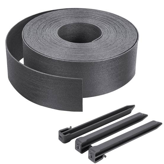Vounot - Bordure de jardin haute flexible en PE 20m avec 12 piquets gris - hauteur 8cm - epaisseur 3mm - Image 1