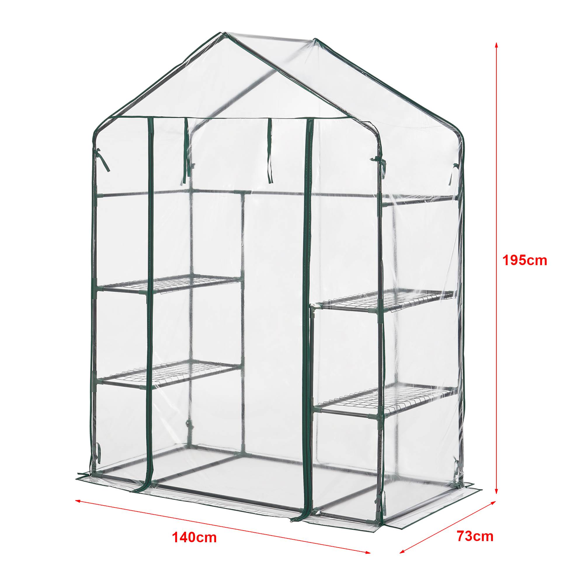 Serre de jardin Hoorn en acier et PVC avec étagères intégrées 140 x 73 x 195 cm [en.casa] - Imagen 3