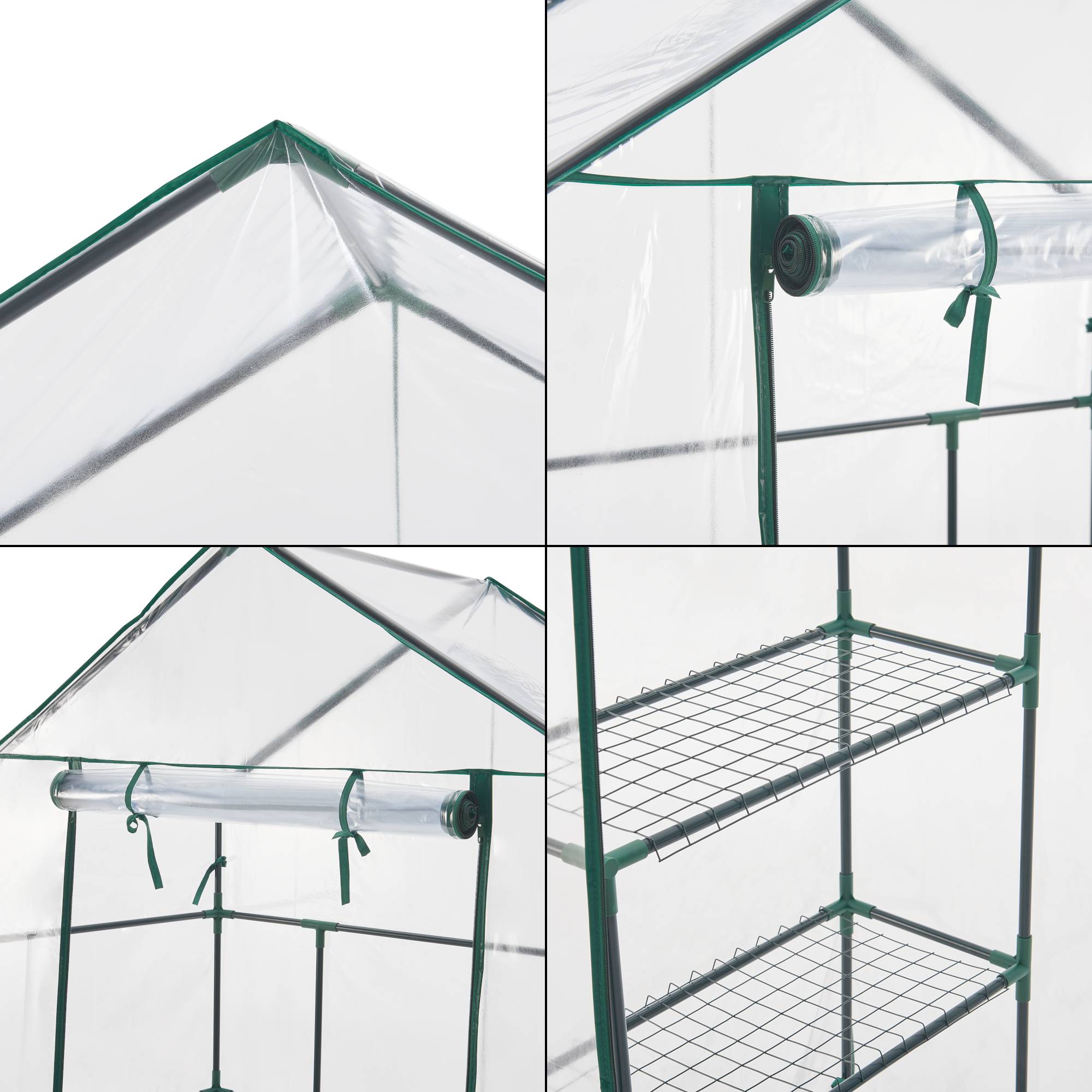 Serre de jardin Hoorn en acier et PVC avec étagères intégrées 140 x 73 x 195 cm [en.casa] - Imagen 6