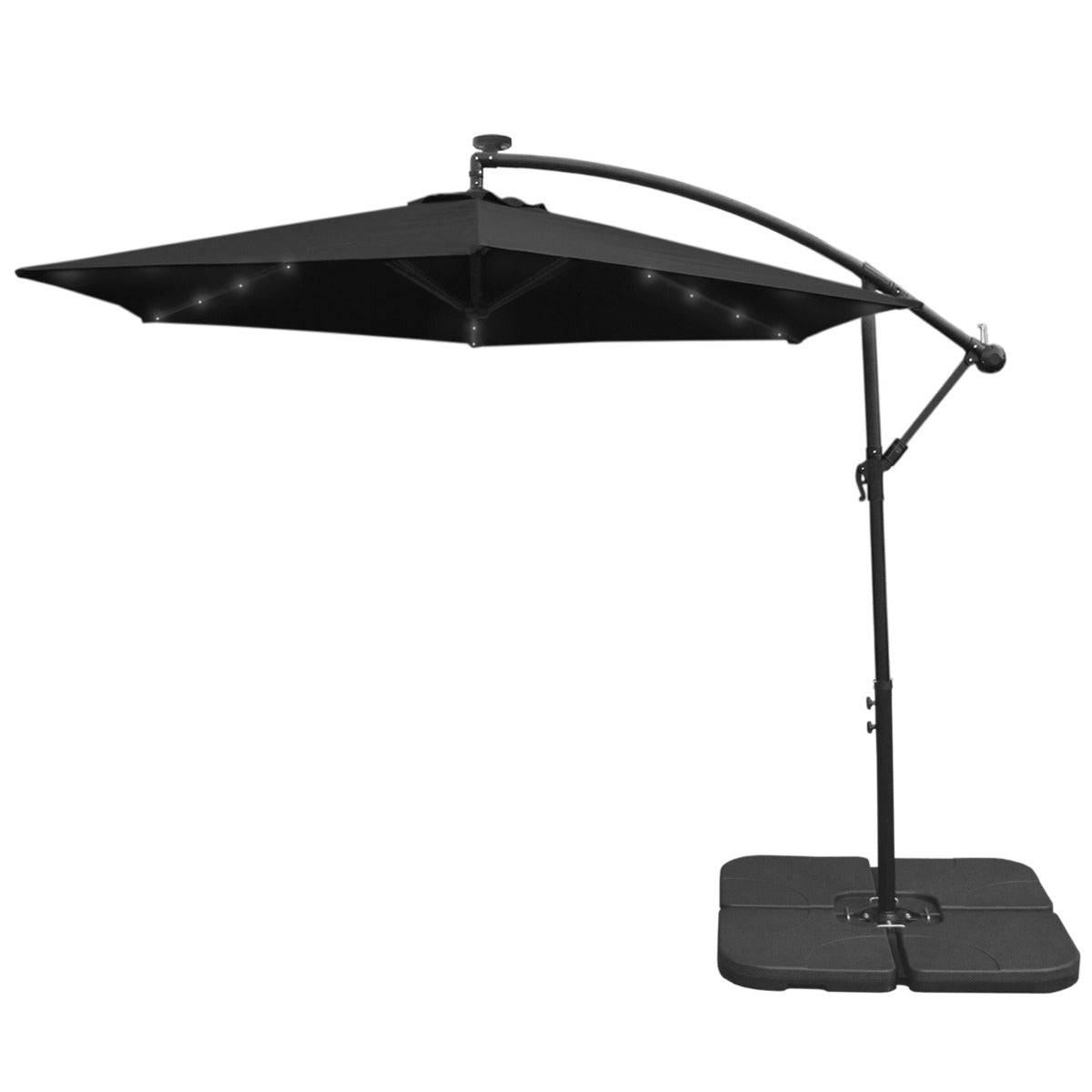 Monstershop - Parasol Noir 3m avec LED's Intégrés avec Base Carrée - Imagen 1