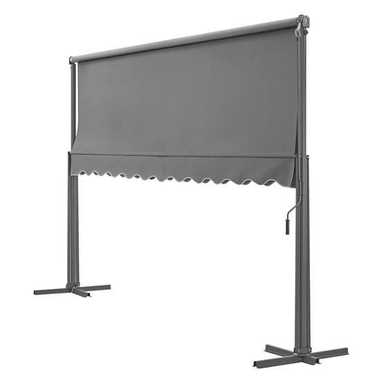Helloshop26 - Store banne autoportant à double pente 400 x 300 x 260 cm gris foncé - Imagen 3