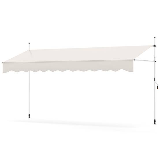 Store Banne Manuel Rétractable 400cmx210-300cm Auvent Pare-Soleil Réglable avec Manivelle Blanc - Image 1