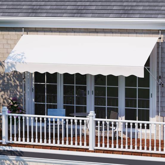 Store Banne Manuel Rétractable 400cmx210-300cm Auvent Pare-Soleil Réglable avec Manivelle Blanc - Image 2