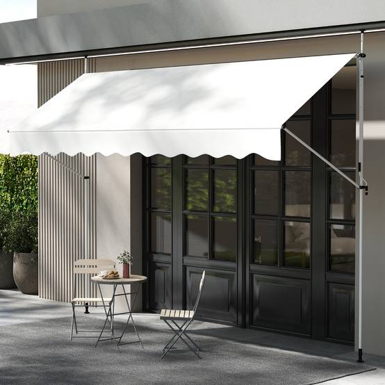 Store Banne Manuel Rétractable 400cmx210-300cm Auvent Pare-Soleil Réglable avec Manivelle Blanc - Image 4