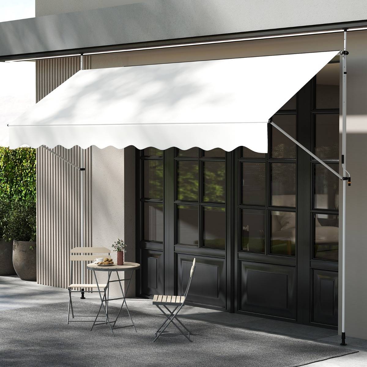 Store Banne Manuel Rétractable 400cmx210-300cm Auvent Pare-Soleil Réglable avec Manivelle Blanc - Image 4