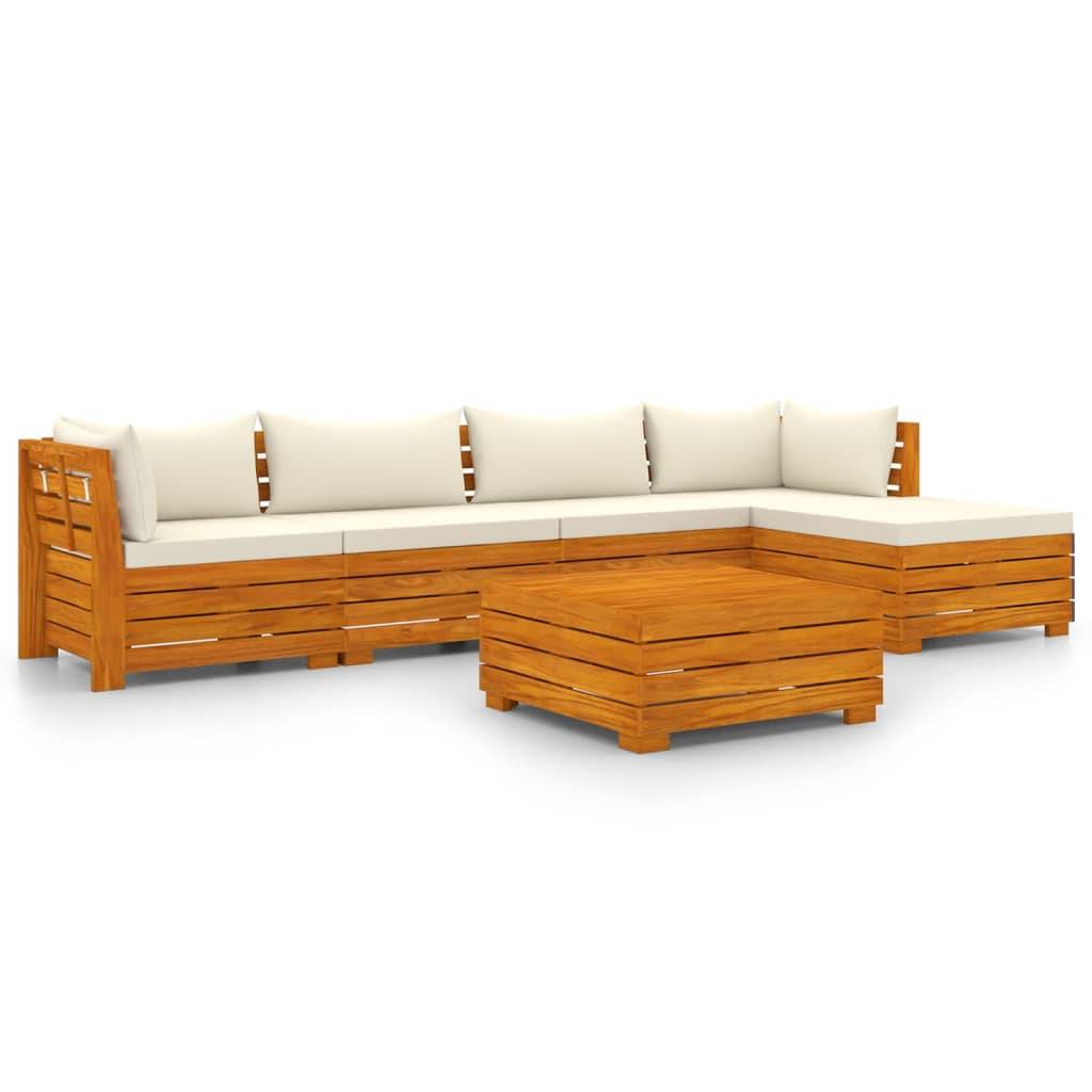 Helloshop26 - Salon de jardin meuble d'extérieur ensemble de mobilier 6 pièces avec coussins bois d'acacia solide - Imagen 1