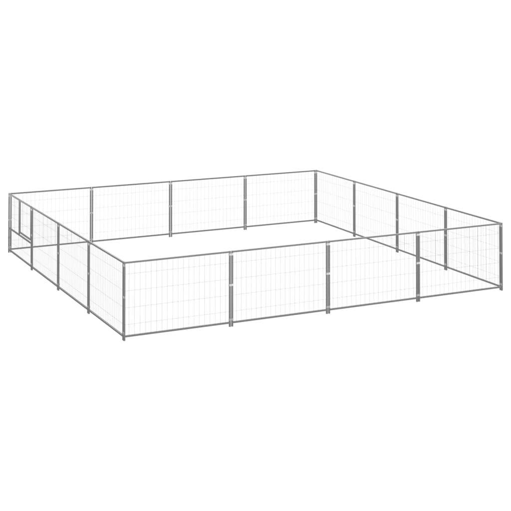 Helloshop26 - Chenil extérieur cage enclos parc animaux chien argenté 16 m² acier - Imagen 1