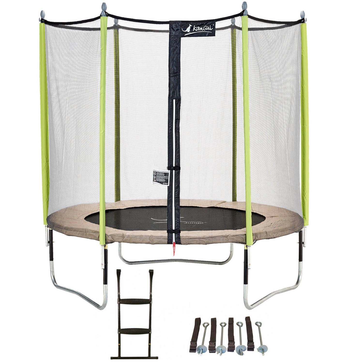 Kangui - Trampoline jardin Ø 250 cm + échelle + kit d'ancrage - JUMPI 250 - Taupe/Vert Kangui - Imagen 1