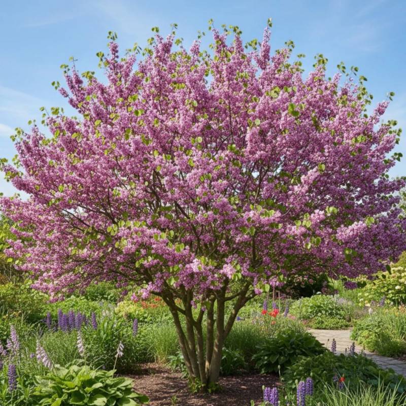 Cercis du Canada, Arbre de Judée, Gainier du Canada à fleurs Rose - feuillage Caduc - Pot de 20L - 200/250 cm-  hauteur à maturité De 3,00 m à 5,00 m - Imagen 3