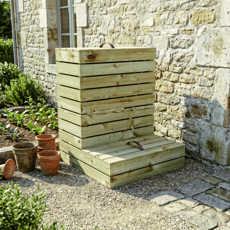 Cerland - Composteur en bois traité 79 x 81 x 100 cm Alto - Imagen 2