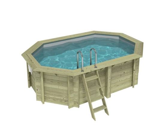 Altanka - Piscine hors sol en bois NEMO 4.3 x 3 - H.1.18 m, gris clair, cadre en métal - sans dalle - BAS7302OSPU2 - ALTANKA - Image 1
