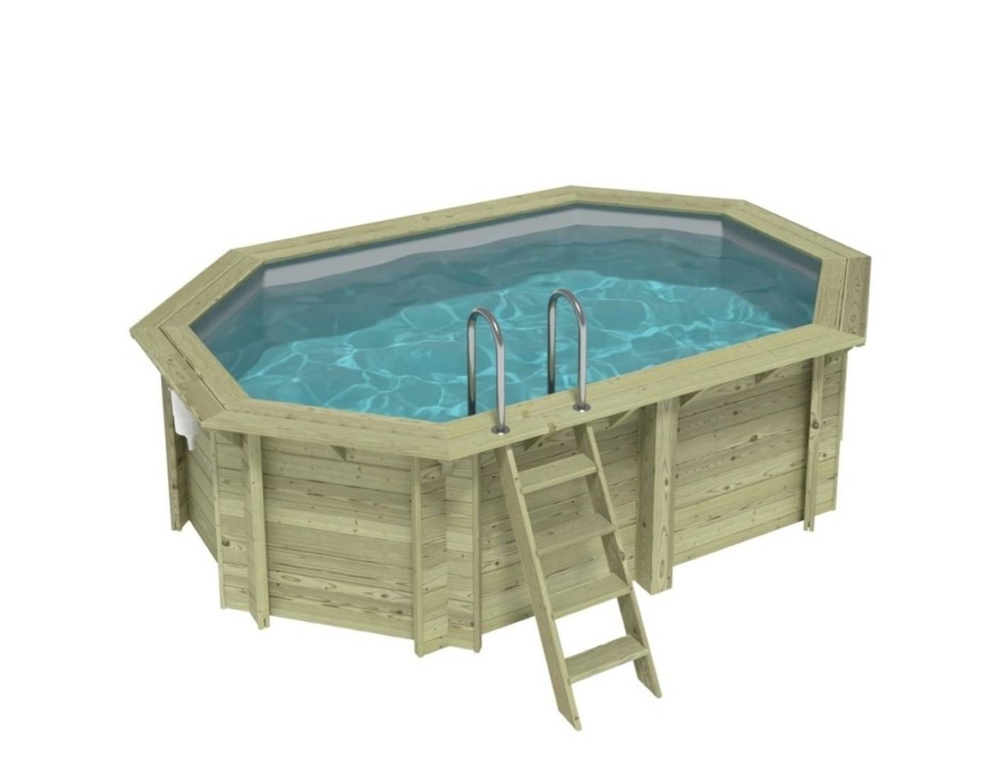 Altanka - Piscine hors sol en bois NEMO 4.3 x 3 - H.1.18 m, gris clair, cadre en métal - sans dalle - BAS7302OSPU2 - ALTANKA - Image 1