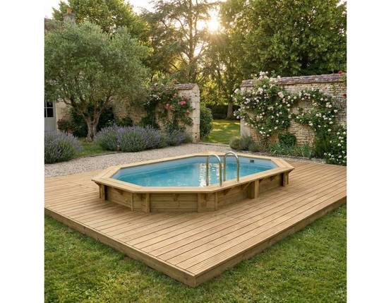 Altanka - Piscine hors sol en bois NEMO 4.3 x 3 - H.1.18 m, gris clair, cadre en métal - sans dalle - BAS7302OSPU2 - ALTANKA - Image 3