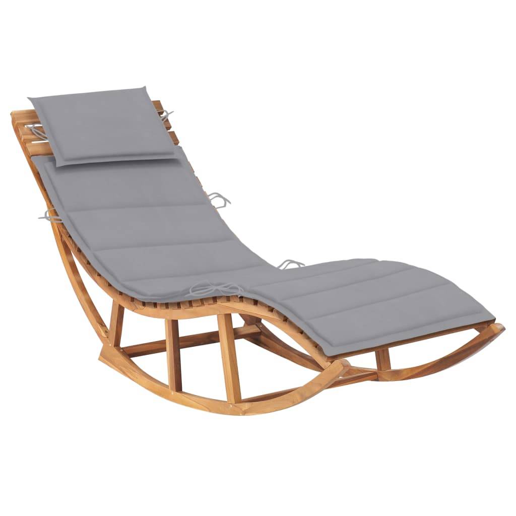 Helloshop26 - Transat chaise longue bain de soleil lit de jardin terrasse meuble d'extérieur à bascule avec coussin bois de teck solide - Imagen 1