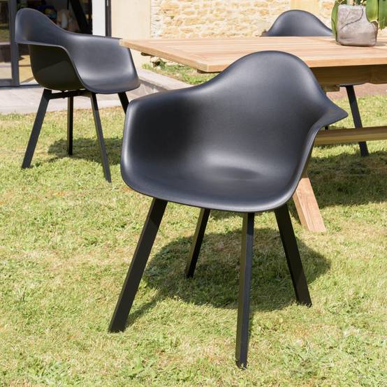 MALO - Lot de 6 fauteuils noirs dossier arrondi - Image 7