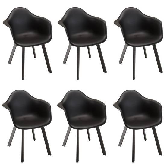 MALO - Lot de 6 fauteuils noirs dossier arrondi - Image 3