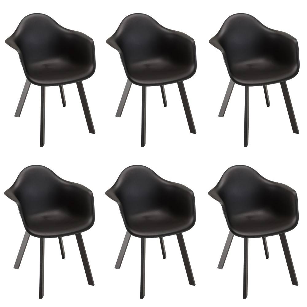 MALO - Lot de 6 fauteuils noirs dossier arrondi - Image 3