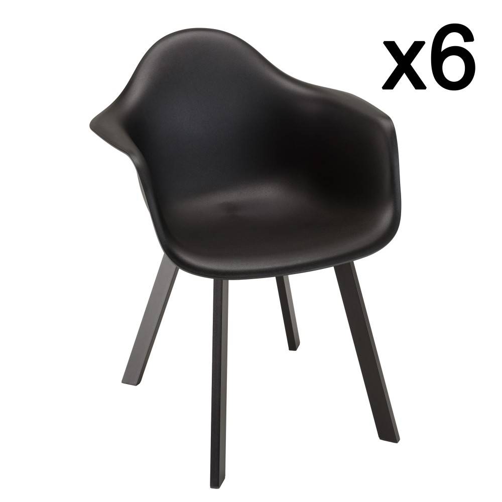 MALO - Lot de 6 fauteuils noirs dossier arrondi - Image 1