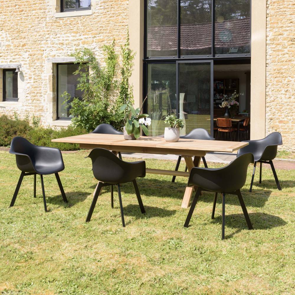 MALO - Lot de 6 fauteuils noirs dossier arrondi - Image 2