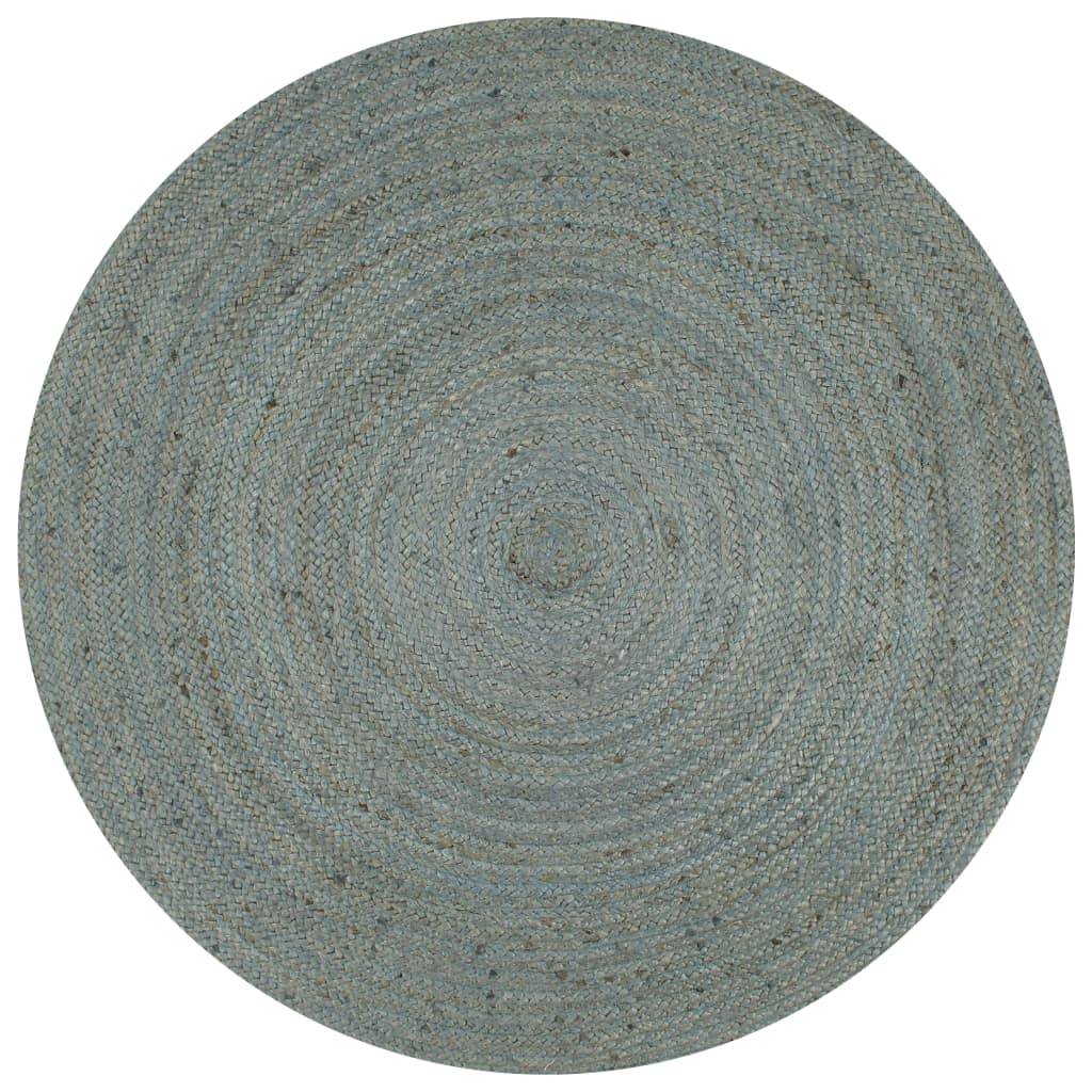 Tapis Rond Jute Fait Main Tressage Artisanal pour Décoration Naturelle Vert Olive 90 cm – ComfortXL Outdoor Living - Image 1