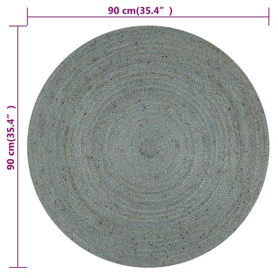 Tapis Rond Jute Fait Main Tressage Artisanal pour Décoration Naturelle Vert Olive 90 cm – ComfortXL Outdoor Living - Image 6