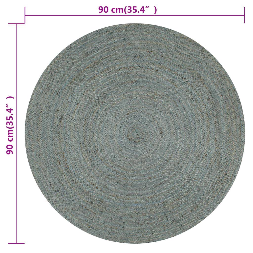 Tapis Rond Jute Fait Main Tressage Artisanal pour Décoration Naturelle Vert Olive 90 cm – ComfortXL Outdoor Living - Image 6