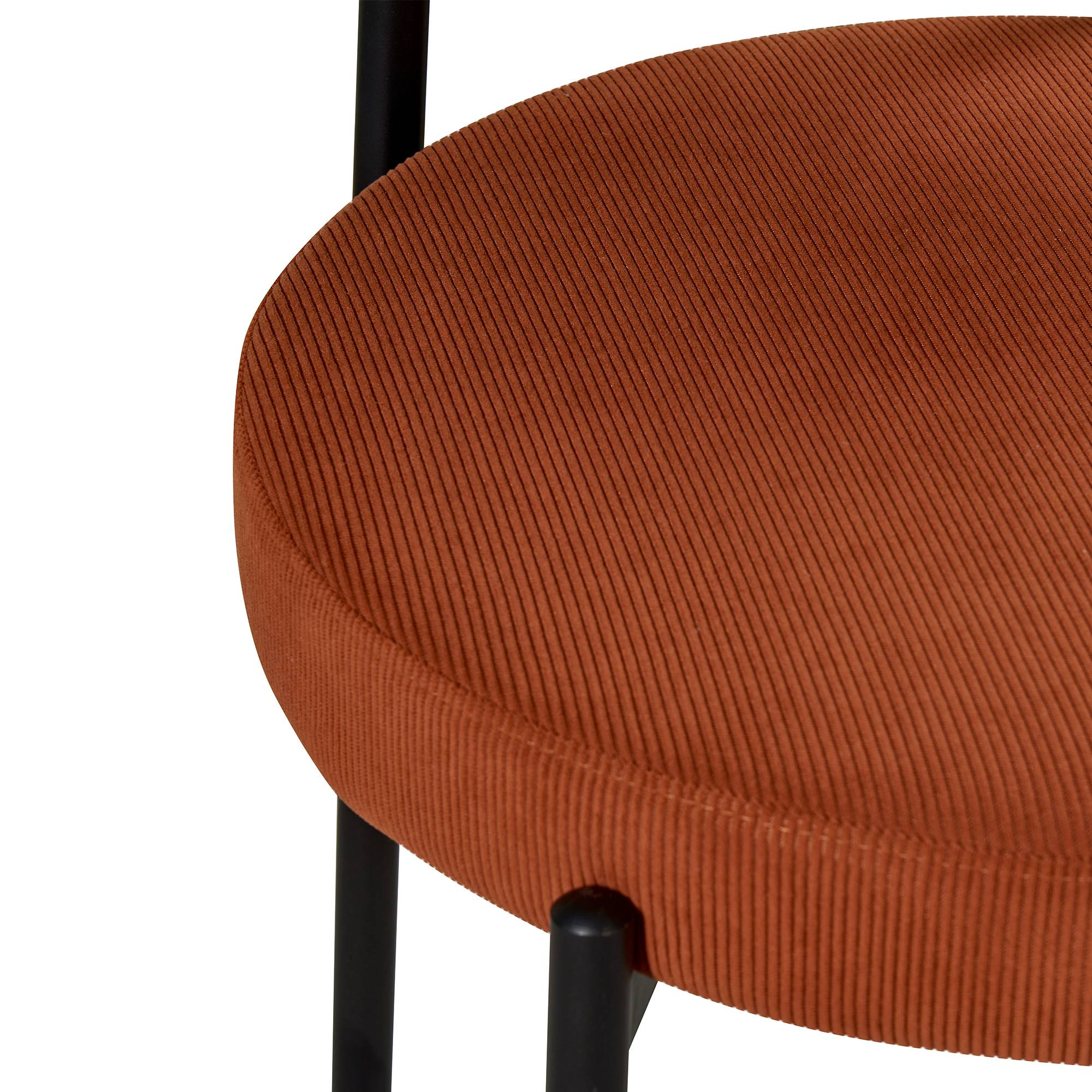 Sicaan Lot de 8 chaises rembourrées velours côtelé terracotta et pieds métal noir IRIS - Image 7